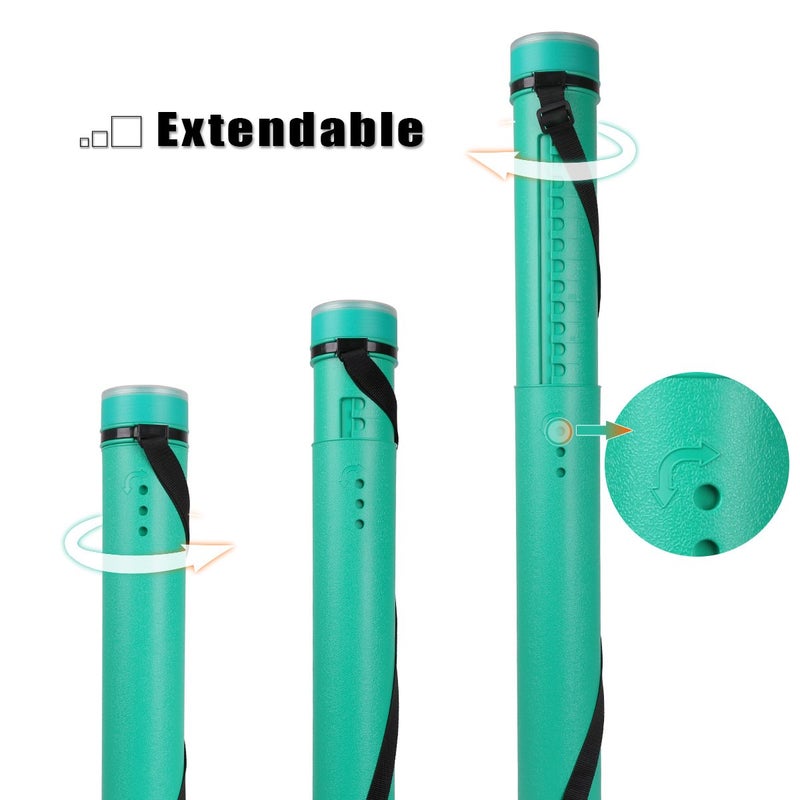 TRANSON Durable Poster Storage Tube with Straps 24"-40" Extendable for Blueprints, Artwork, Maps, Posters Color Green - Image 3